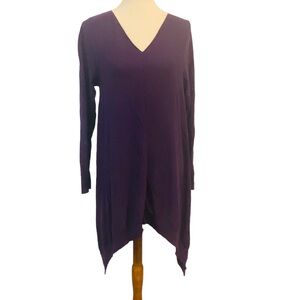 Lane Bryant Purple Lightweight Tunic Sweater Cotton Blend Sharkbite Hem Sz 18/20